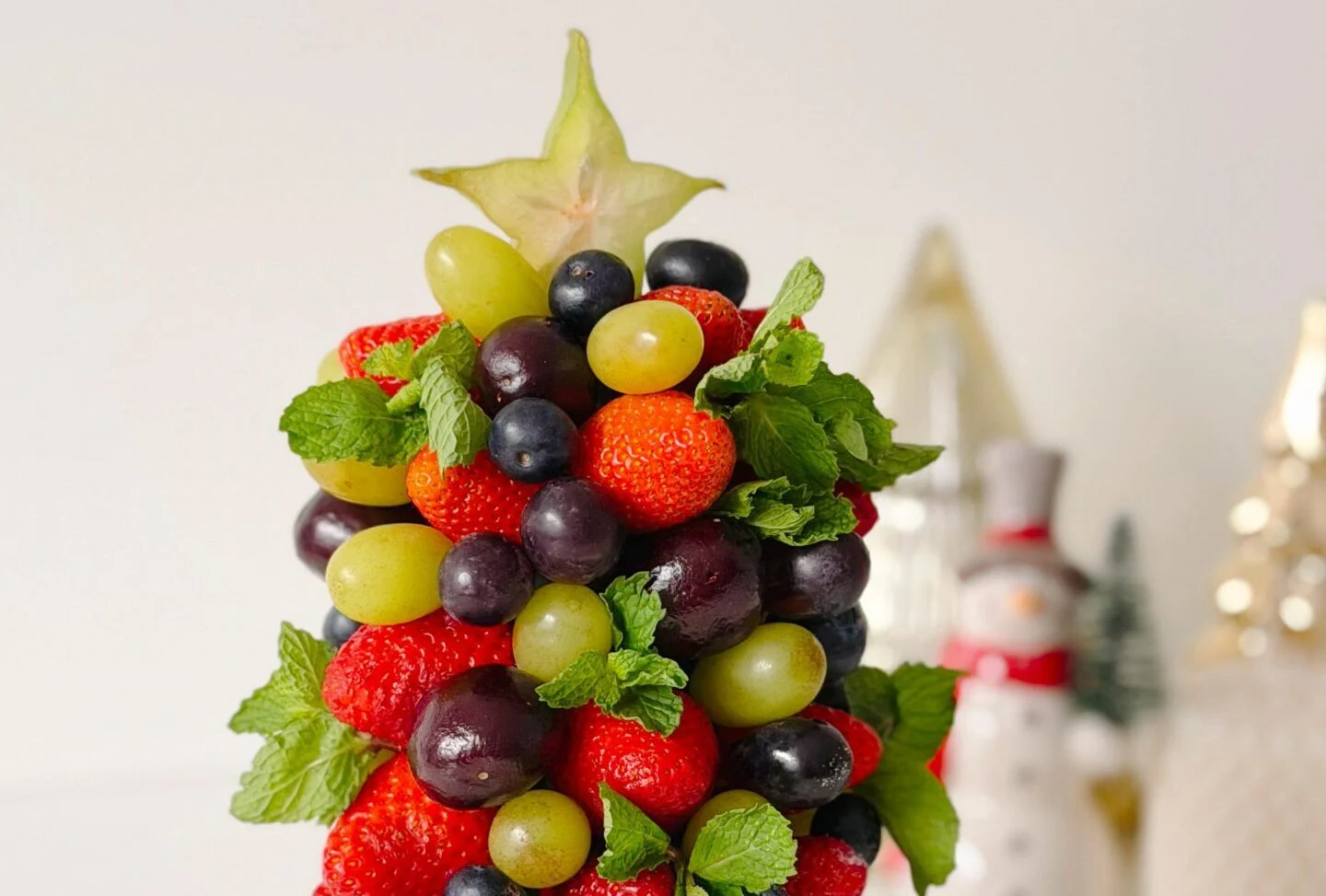 Decoração natalina com frutas